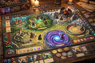 design board game, card game, tarot card and tabletop game art