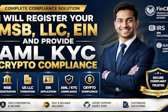 register your msb, llc, ein and provide aml kyc crypto compliance