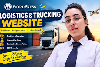 design trucking logistics dispatch wordpress website and logo
