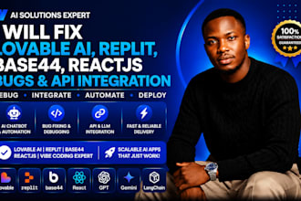 fix lovable ai, replit, base44, reactjs bugs, API integration, ai automation