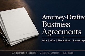draft attorney grade msa, nda, shareholder, or partnership agreements