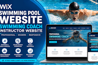 build wix swimming pool website swimming coach website instructor website swim