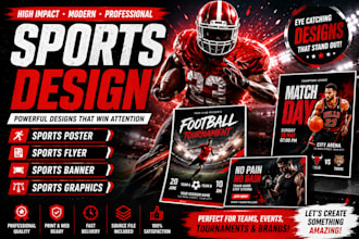 design sports poster, flyer, banner and professional sports graphics