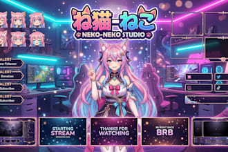 create complete vtuber package for twitch youtube, vtuber character for streamer