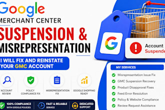 fix google merchant center suspension and misrepresentation issues