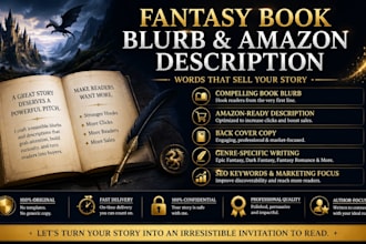 write a fantasy book blurb, back cover copy and amazon book description