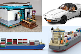 design 3d lego model ship, car with xml part list and building instructions