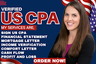 write verified CPA profit and loss, income verification CPA comfort letter