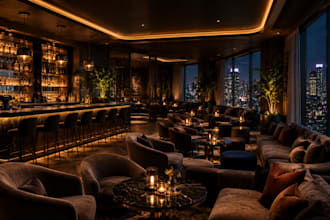 render restaurant, lounge, nightclub, rooftop bar cgi visualization