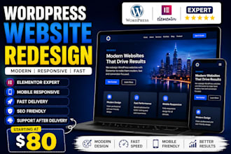 redesign wordpress website with elementor expert design