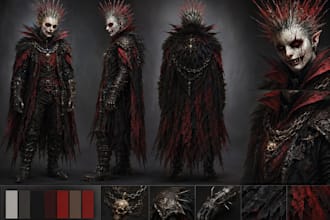 dark horror anthro oc ref sheet monster fursona gothic character design for vrc