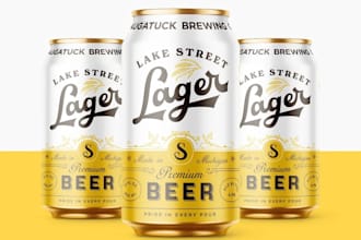 make lake street lager beer can label design