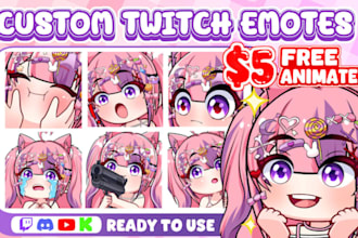 draw cute custom twitch emotes, discord emojis and vtuber emotes for steamers