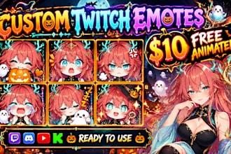 draw custom twitch emotes, halloween emotes, and vtuber emotes for steamers