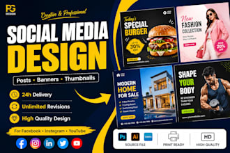 social media posts and banners design for your business