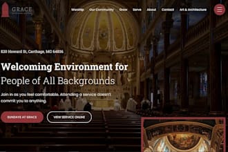 design church website, ministry website, nonprofit and donation website