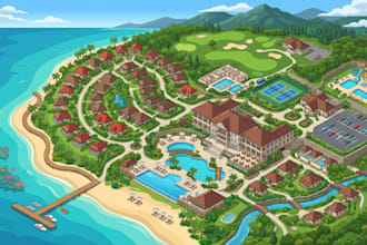 design custom resort maps, campground, rv park and property layout vector maps