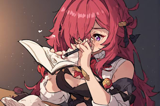 draw anime illustration, vtuber art, visual novel,