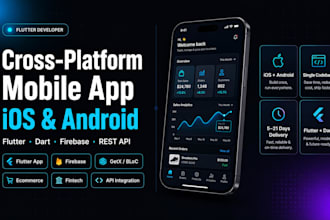 build cross platform flutter app, android and ios mobile app development