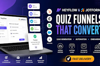 create heyflow quiz funnels, lead funnels, onboarding flows and jotform forms