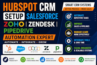 setup hubspot CRM salesforce zendesk CRM zoho pipedrive automation workflow
