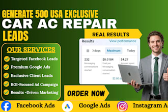 deliver you 500 exclusive USA car ac repair leads, via facebook ads