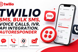 build twilio SMS, bulk SMS, voice calls, IVR, API integration, autoresponder