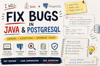 fix java and postgresql bugs, errors and database issues