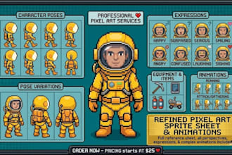 create custom pixel art sprite sheets and animations for indie games