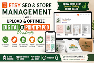 upload and optimize etsy digital and printify pod products