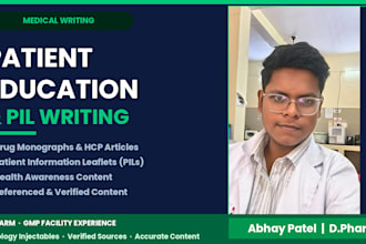 write patient education materials, drug information and medical content