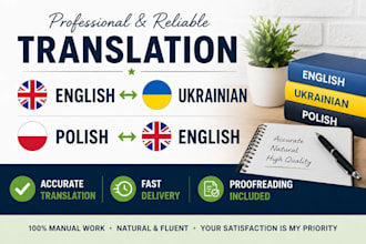 translate english, ukrainian, and polish professionally