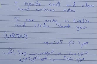 write handwritten notes in english and urdu