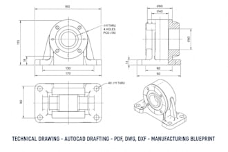 create technical drawing autocad drafting PDF dwg dxf manufacturing blueprint