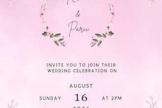 design luxury wedding invitation card and video invite