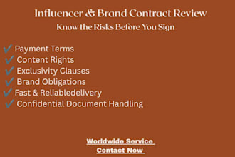 review your influencer or brand contract and identify legal risks