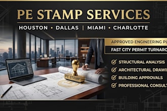deliver pe stamped drawings for houston dallas miami charlotte permit approval