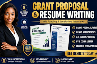 write a professional grant proposal, resume, CV, and cover letter