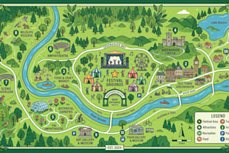 design a festival, event or tourism map illustration