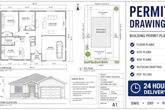 create floor plan, autocad drawing, blueprint and city permit plans