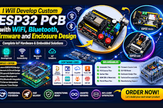 develop custom esp32 pcb with wifi, bluetooth, firmware and enclosure design