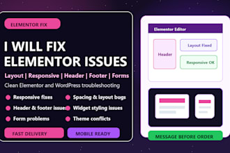 fix elementor layout responsive header footer form issues
