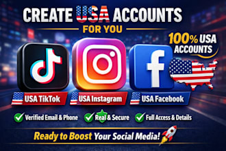 create usa tiktok account, usa instagram account, usa facebook account warm up