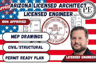 full city permit drawings set as licensed engineer in arizona licensed architect