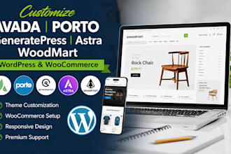 customize avada porto generatepress astra themes woodmart wordpress woocmmer