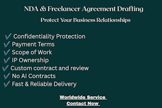draft nda, freelancer and service agreements for startups and small businesses