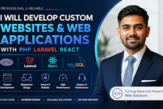 develop custom websites and web applications with PHP laravel react