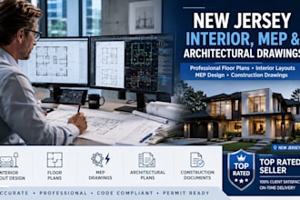 provide new jersey interior layouts, floor plans, mep and architectural drawings