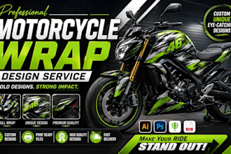 design professional motorcycle wrap, bike graphics and racing livery