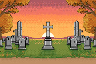 draw pixel art background and scene for you